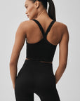 Débardeur brassière côtelé sans couture Favorite – Noir